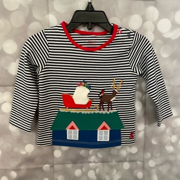 JOULES BABY TATE NAVY FESTIVE TOP - Picture 1 of 12